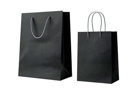 Two black shopping bags on a black background