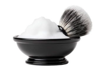 Shaving cream and brush in bowl