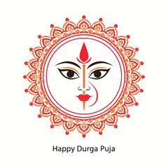 Durga Puja Illustration and greeting card. 