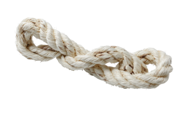 Knotted, off-white rope, close-up