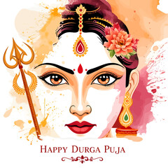Durga Puja Illustration and greeting card. 