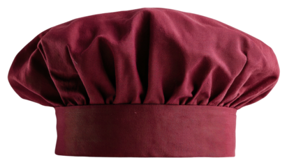 Deep maroon chef's hat, full view