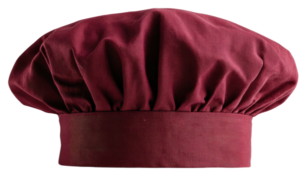 Deep maroon chef's hat, full view