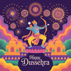 Happy Dussehra, Shree Ram, with bow and arrow kills Raven.