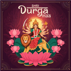 Durga Puja Illustration and greeting card. 
