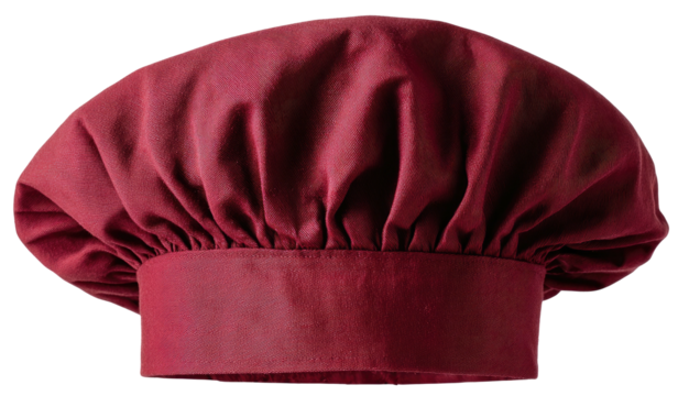 Burgundy chef's hat, close-up