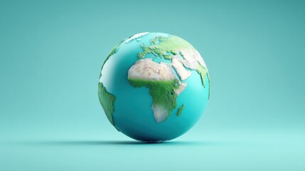 Fototapeta premium A globe with a green surface is shown on a blue background