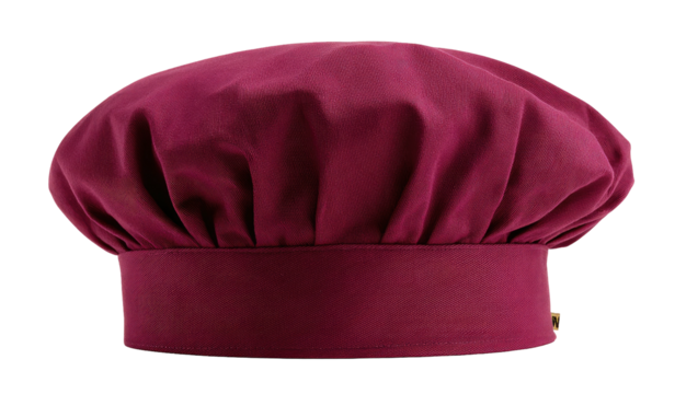 A deep maroon chef's hat