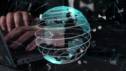 Engaging digital visualization of a glowing globe surrounded by data graphics, emphasizing innovation and connectivity in technology and global communication. Xenic - Powered by Adobe