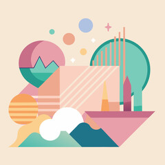 Naklejka premium vector illustration of a modern building