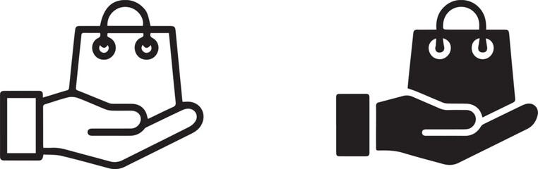 Obraz premium Vector art of hand holding shopping bag icon