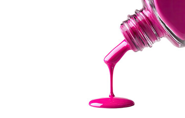 Pink nail polish pouring