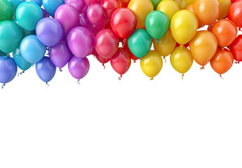 Colorful balloons in a rainbow pattern against a black background