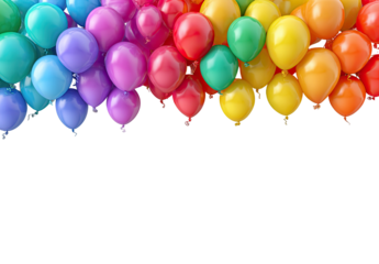Colorful balloons in a rainbow pattern against a black background