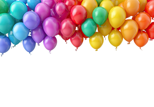 Colorful balloons in a rainbow pattern against a black background