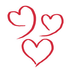Hand Drawn Red Heart Elements for Love and Romance Design