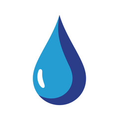 Vibrant Blue Water Droplet Icon with Glossy Finish. Clean liquid drop symbol for purity, hydration, and environmental themes.