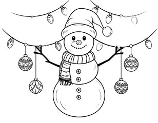 Winter Wonderland Snowman with Festive Ornaments