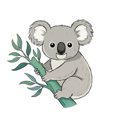 Koala Bear on holding a Branch of Leaves © vishaliyer
