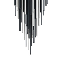 Tiny, uniform metallic shards, lustrous brushed silver & deep matte charcoal, geometric edges, subtly reflective, suspended on a transparent background, concept of high technology and data flow