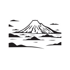 Black and White Mountain Illustration Image in Minimalist Line Art Style, Clean and Elegant Design
