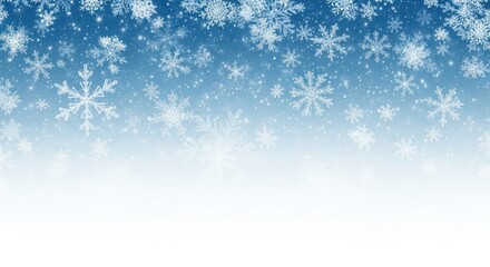 Falling Snowflakes Winter Blue Gradient Background