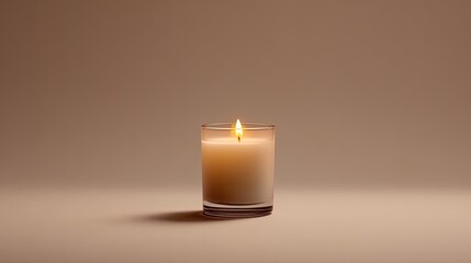Warm Glow from Fragrant Candle in Minimalist Setting for Relaxation and Ambiance Enhancement