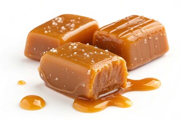 Caramel candy on white background