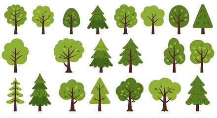 Collection of cartoon trees