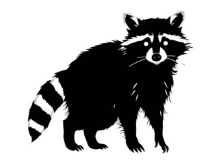 Create Playfully Spooky Designs with this New Raccoon Silhouette, Showcasing a Funny and Scary Face in a Contemporary Vector Style.