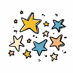 Cute Doodle Assorted Starry Sky Decorative Celestial Elements Illustration