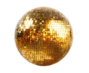 Golden disco ball, bright reflections