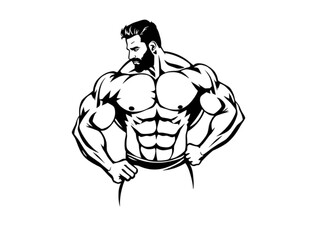 The Latest Modern Vector Silhouette of a Bodybuilding Young Man, Designed with a Transparent Background for High-Impact Fitness Design.