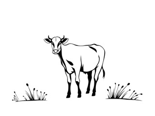 Stylish New Vector Silhouette of a Beautiful Young Cow, Designed in a Modern Style with a Transparent Background for Clean and Versatile Use.