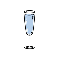 Obraz premium Simple Line Art Crystal Champagne Glass Transparent Drinkware Illustration