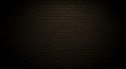 Dramatic dark brick wall texture with subtle spotlight effect creating moody ambiance perfect for...