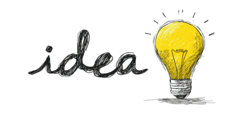 Hand-drawn sketch of an idea lightbulb
