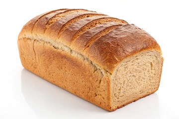 Whole wheat bread on white background