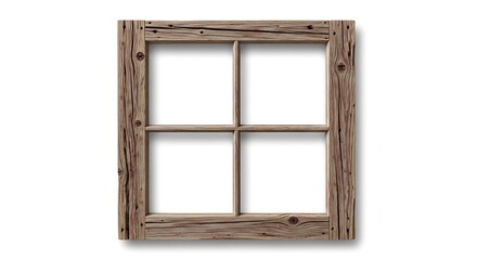 Weathered Wooden Window Frame with Intricate Grain Patterns