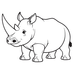 Fototapeta premium A simple black and white line drawing of a rhinoceros with a prominent horn and thick legs