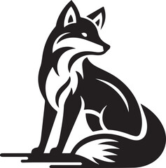Fox in Black & White – Minimalist, Artistic, Wildlife Silhouette