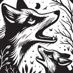 Fox in Black & White – Minimalist, Artistic, Wildlife Silhouette