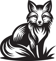 Fox in Black & White – Minimalist, Artistic, Wildlife Silhouette