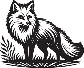 Fox in Black & White – Minimalist, Artistic, Wildlife Silhouette