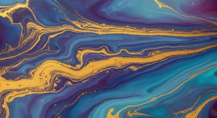 A vibrant, high-resolution abstract fluid art painting with gold veins, suitable for a desktop background