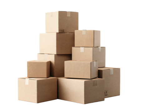A stack of cardboard boxes