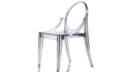 Elegant transparent chair isolated on transparent background, a modern and stylish seating option for contemporary interiors and minimalist designs