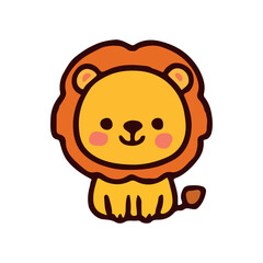 A funny, cute cartoon baby lion vector illustration isolated for a child's art project, drawing, or wild safari character design.