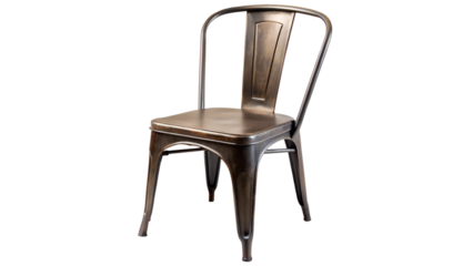 Industrial style metal chair isolated on transparent background, showcasing its rustic charm and sturdy construction, perfect for adding an edgy touch to any space