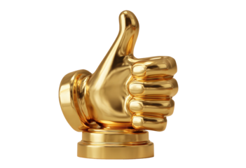 Golden thumb-up hand sculpture